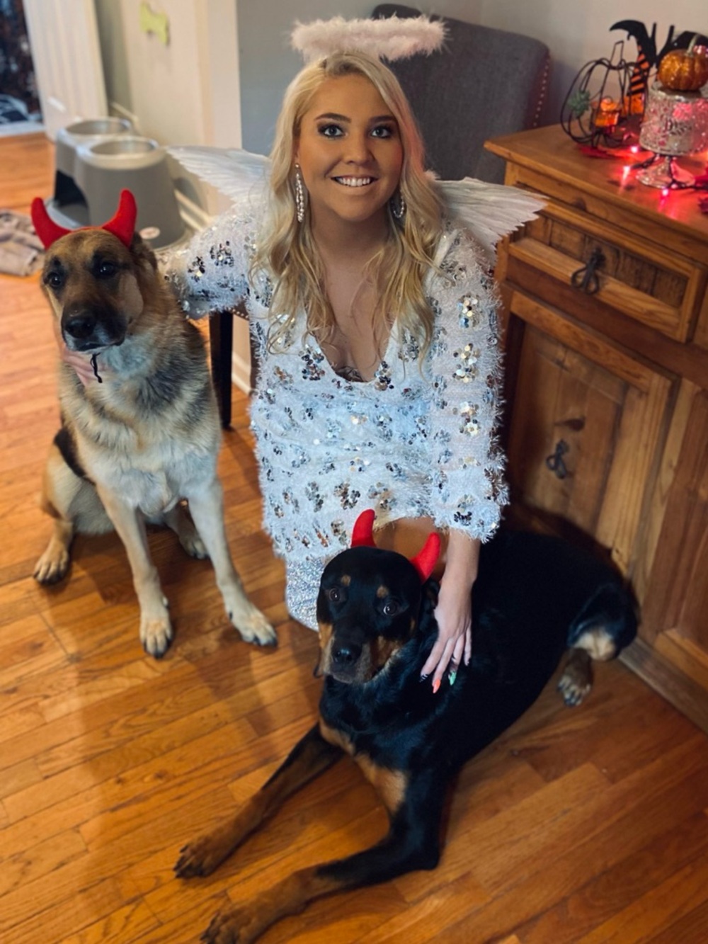 😇😈 Angel and 2 devil dog ears Halloween costume